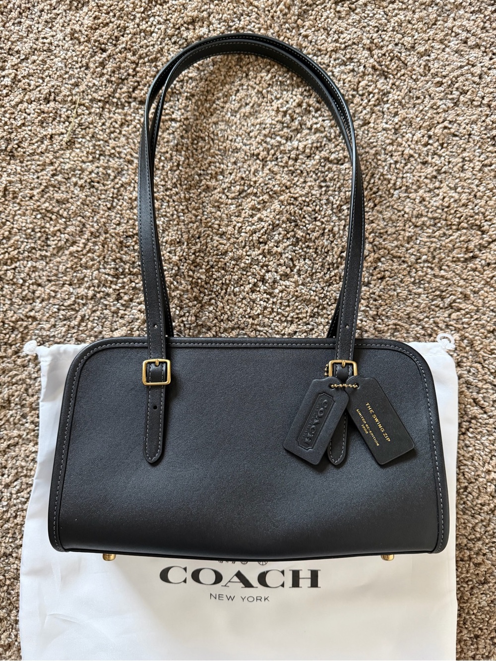 COACH Swing Zip Limited Re-Edition Bag in Black Original Glovetanned Leather